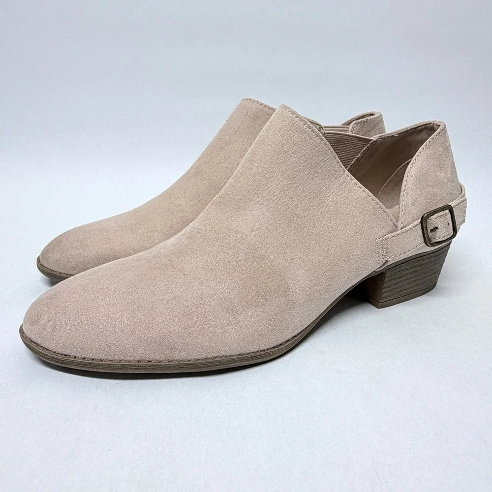 American Eagle Womens Blush Pink Faux Suede Cutout Ankle Booties Size 13